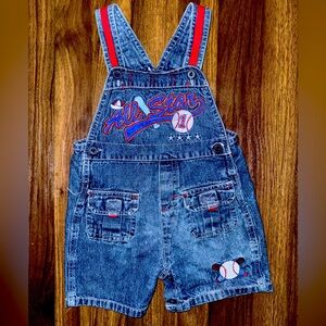 Fisher-Price Vintage Denim Baseball Overalls 18m EUC